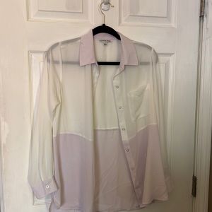 Ophelia Roe Color bock purple and white long sleeve blouse